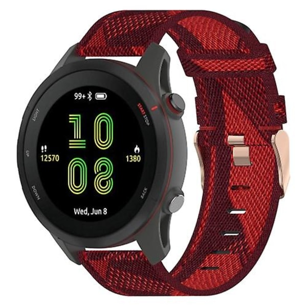 Til Garmin Vivoactive 4 22mm Nylon Flettet Rem ESS Red