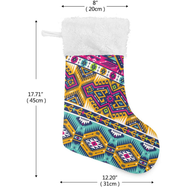 Julklapp, Personliga Julklappsstrumpor 2-pack Boho 18 tum Julstrumpor Hängande Ornament Kamin för Träddekoration 17.71x12.20i