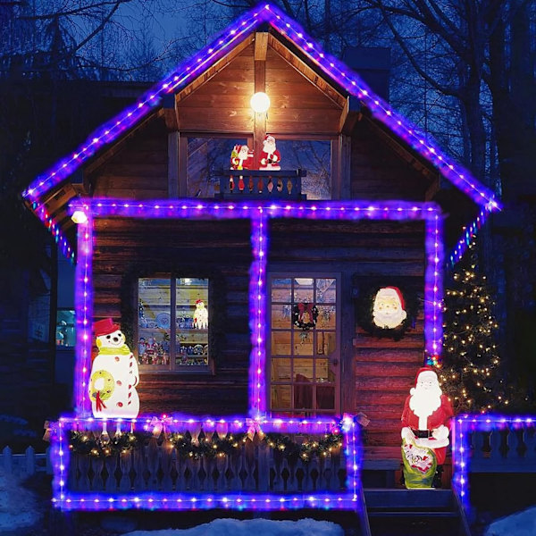 Lilla solcelledrivna utomhuslampor, vattentäta LED-ljusslingor utomhus, 72ft 200 LED-repbelysning utomhus, PVC-rör solcellslingor lila lila