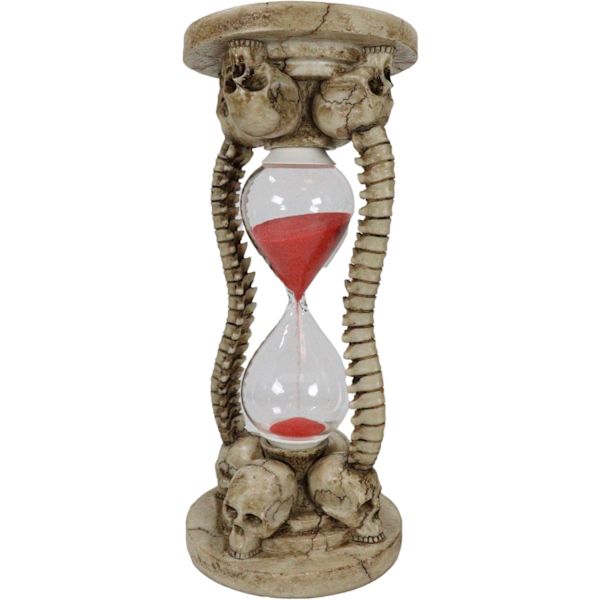 Ebros Gave Gotisk Alkymi Kirkegård 4 Kranier Med Skelet Rygsøjle Knogler Dekorative Sand Timer Figur Ossuarium Makaber Sandtimer Accent