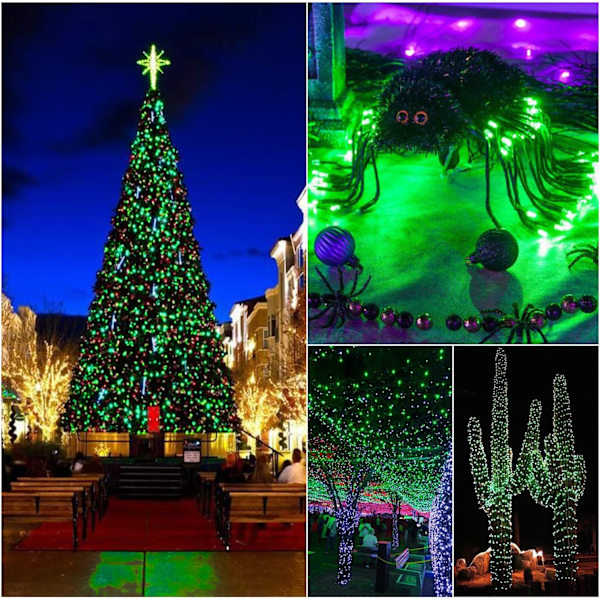 Gröna julgransljus, 33ft 100 LED Mini Xmas Tree Lights, 120V UL-certifierade LED-slingor för St. Patrick's Day, Halloween, jul,
