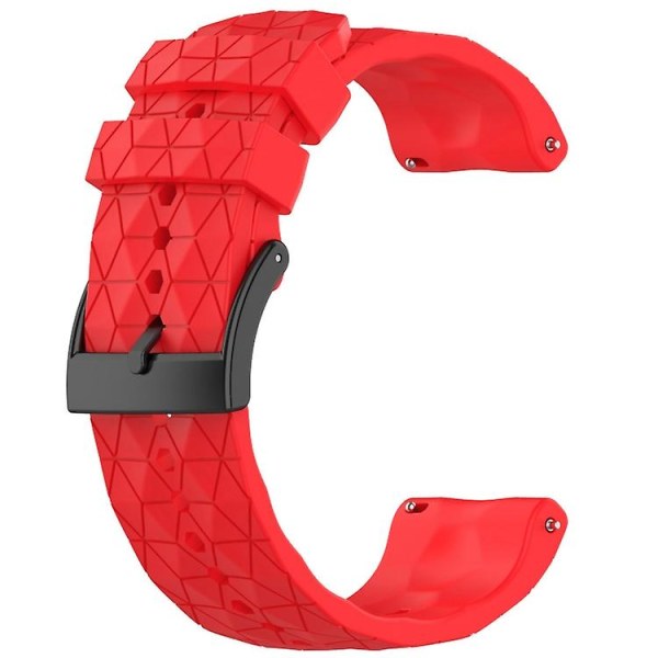 Fotbolls Mönster Silikon Solid Färg Klockarmband för Suunto 9 Baro 24mm BDE Red