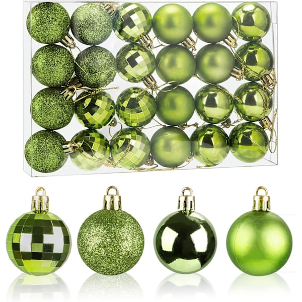 24 st julgranskulor set 1,57 tum mini obrottsäkra semester