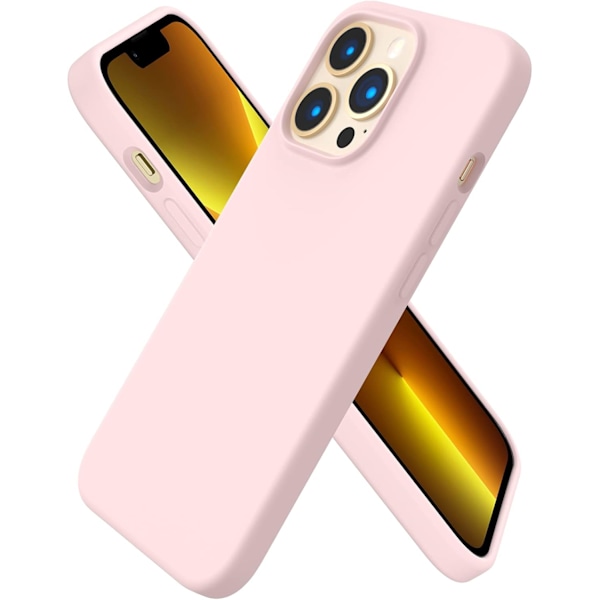 Yhteensopiva iPhone 13 Pro -kotelon 6.1 kanssa, Ohut nestemäinen silikoni 3 kerrosta Täysin peitetty pehmeä geelikumikotelo 6.1 ih-Cha Pink Chalk Pink