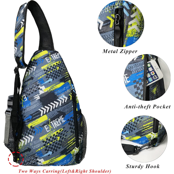 Slingväska - Crossbody axelväska för resor, vandring, ryggsäck, multifunktionell