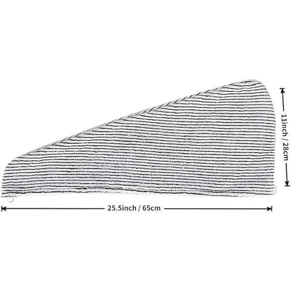 Superabsorberende hårhåndklæde i mikrofiber 2-pak (grå og stribet)