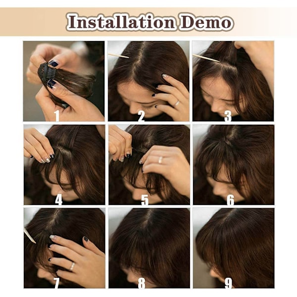 Clip-in lugg for kvinner 100% ekte hår extensions Wispy lugg Fringe