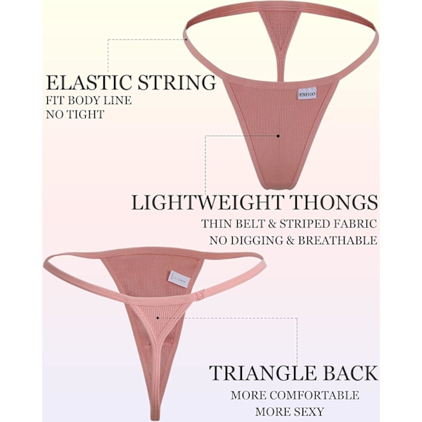 6-pack G-string stringtrosor för kvinnor Bomullstrosor Låghöjd