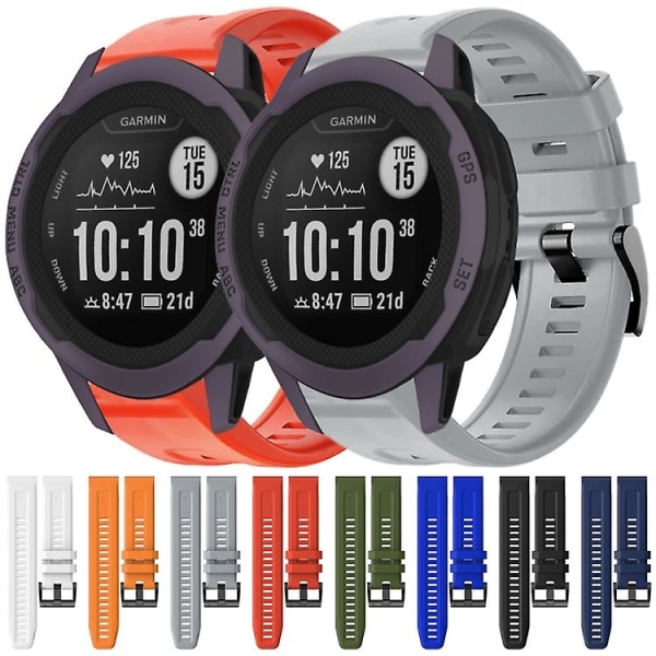 Til Garmin Instinct 2s Metal Spænde Solid Color Silikone Urrem URH White