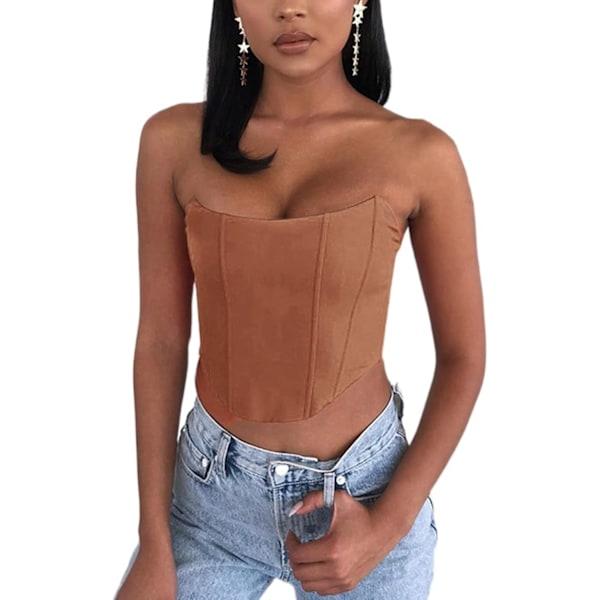 Sexede kvinder Push Up Bustiers Korsetter Stropløse Off Shoulder Slim Crop Tops