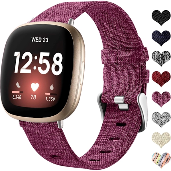 Fitbit Versa 3/Sense Vævning Rem - Lille Fuchsia