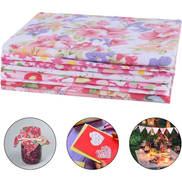 Bomullstyg för sömnad (7 st) - Rosa serie Quiltning och textilmaterial