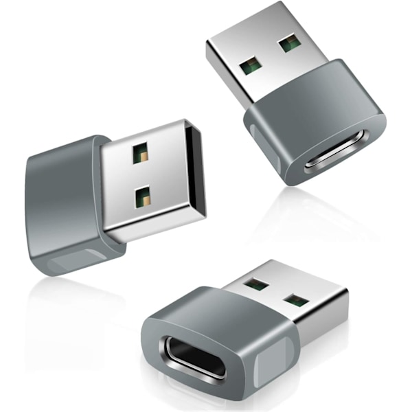 3-pak USB-C hunn til USB hann-adapter. Sink-legering