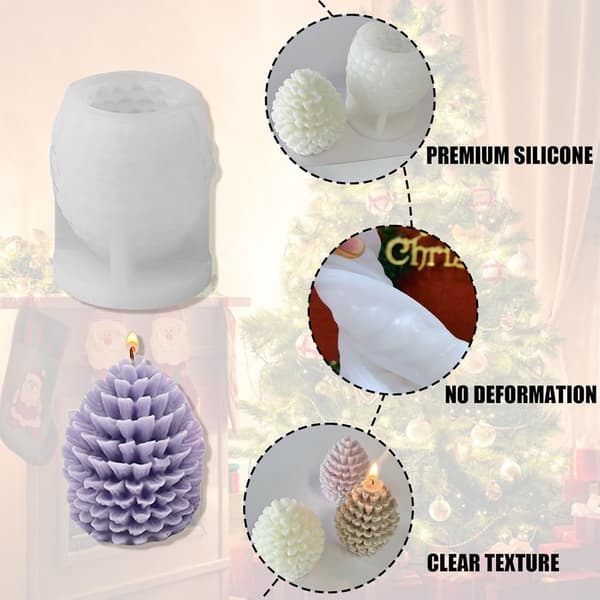 Julelysforme, 3D fyrrekogler, silikoneform, håndlavet lysform, julelys, støbeforme, silikoneform til DIY sæbe, chokolade,