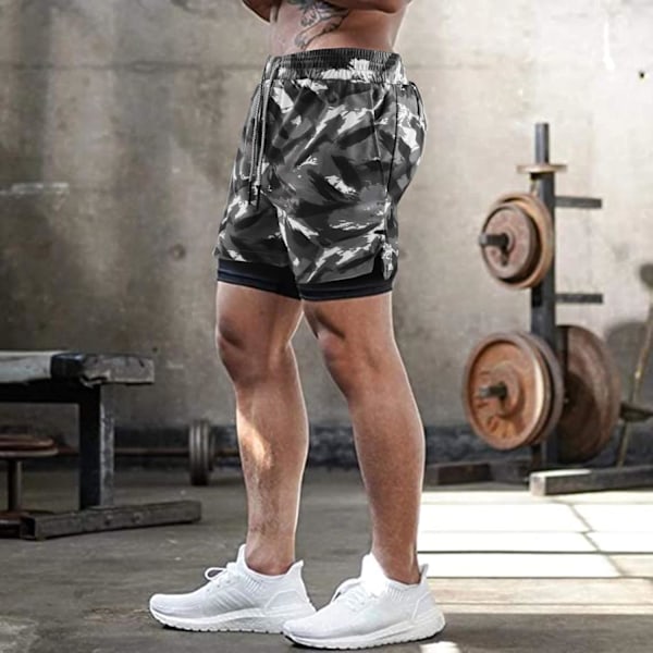 Löparshorts för män, träningsshorts för män, 2-i-1 Stealth-shorts, 7 tum