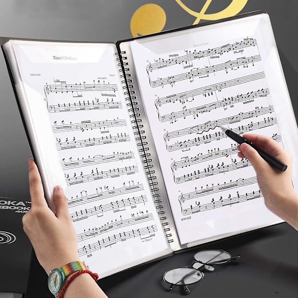 Musikmappe til at spille musik A4-størrelse Papir Dokumentholder Opbevaring 40 lommer Klav Musikbord Filmappe Plast Koncertmappe til musikere