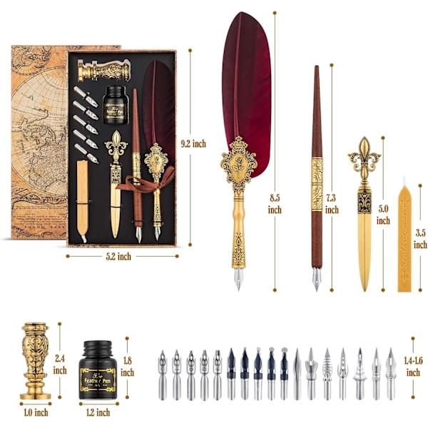 Kalligrafiset för nybörjare Kalligrafifyllpenna Penna Set Fjäder Kalligrafipennor Calligraphy Set B-PA-16  B-PA-16