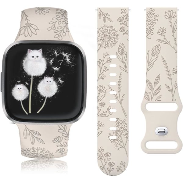 Graverade silikonband för Fitbit Versa 2 - Maskrosmönster