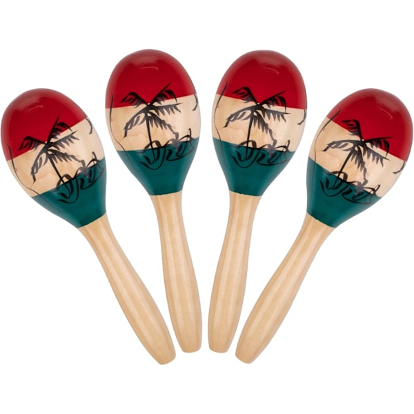 4 Pack Wood Maracas Musical Painted Wooden Maraca Hand Percussion