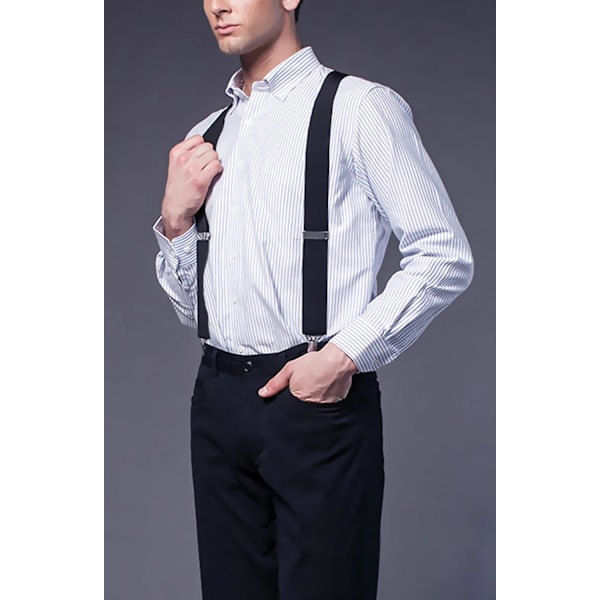 Herr Suspender X-Back 2\" Bred Justerbar Solid Straight Heavy Duty Clip