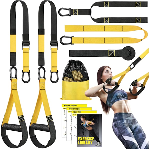 Hme Motstandstreningssett, Motstandstrener Fitnessstropper for Full Bdy Wrkut, Bdyweight med Håndtak, Dør Anchr, Heavy Duty Eercise Yellow