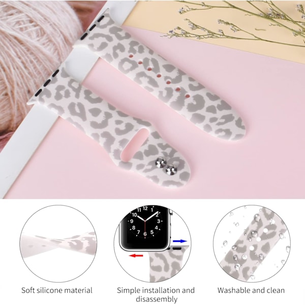 Leopard Print 49mm 45mm udskiftningsrem kompatibel med Apple Watch