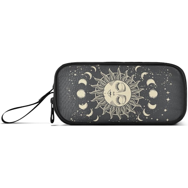 Stor blyantveske i estetisk design med 3 rom, Trot Sun Moon Go Big oppbevaring blyantveske skoleutstyr stor arrangør for tenåringsgutter jenter C05 one size