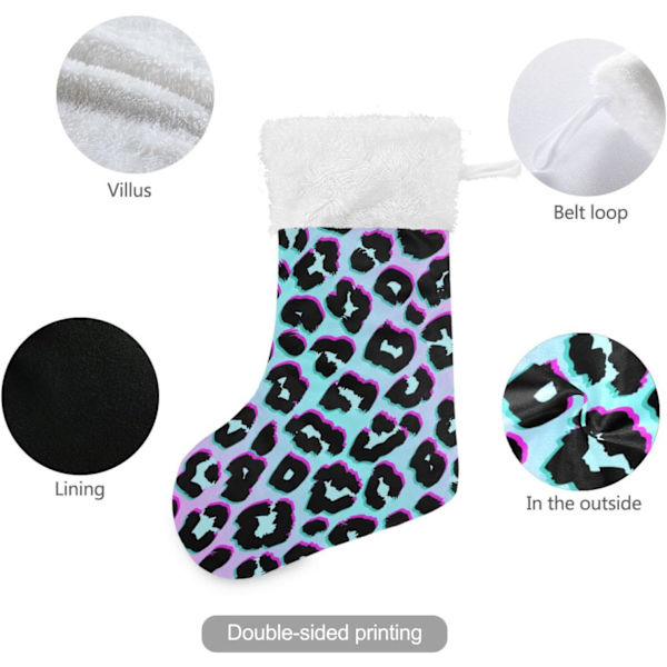 Julklapp, Personliga Julklappsstrumpor 2-pack Regnbåge Leopard Holografisk 45,7 cm Julstrumpor Hängande Ornament Eldstad för B