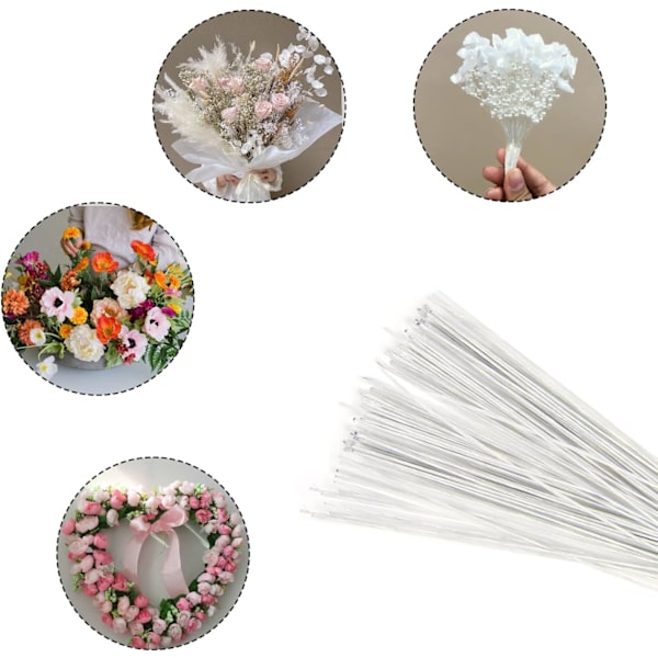 20 Gauge Vit Blomsterstjälkstråd 16 tum - 50/Paket