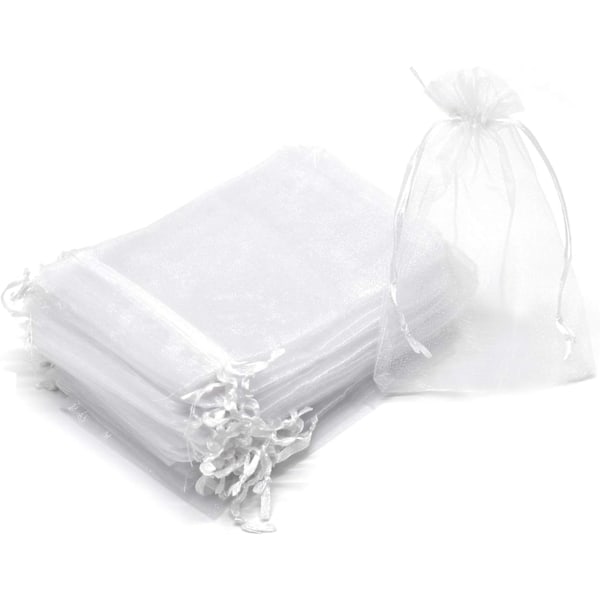 50 stk. hvide organza gaveposer (3x4 tommer) til julegodter og smykker