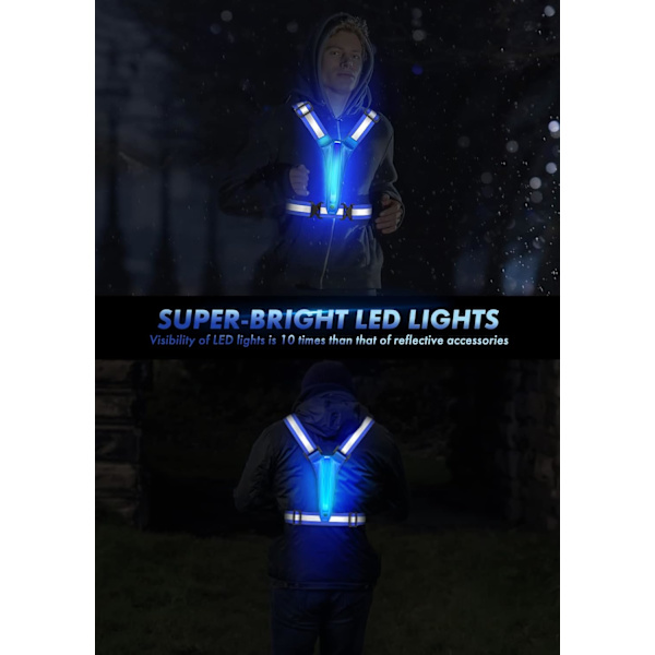 LED Reflekterende Løbevest Gear.Light Up Vest Løb Nat Gåture