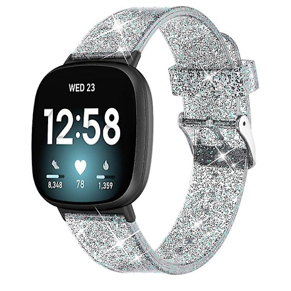 For Fitbit Versa 3 Glitter Powder Silikonurrem TDN Black