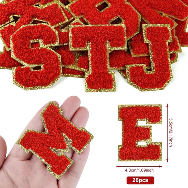 26 st självhäftande chenille-bokstavslappar A-Ö, chenille-bokstäver för kläder, tyg, skor, väskor