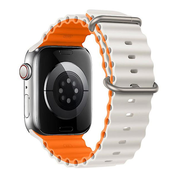 Rem för Apple Watch Ultra Band 49mm 44mm 40mm 45mm 41mm 42mm 45 Mm Armband Silikon Armband Iwatch Serie 7 8 4 5 6 3 Se Starlight-orange 38mm 40mm 41mm