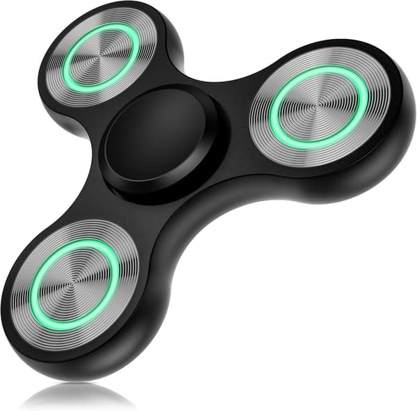 Metall Fidget Spinner - 4-8 Min Spin - Lyser Upp & Fluorescerande - Stresslindring (Svart)