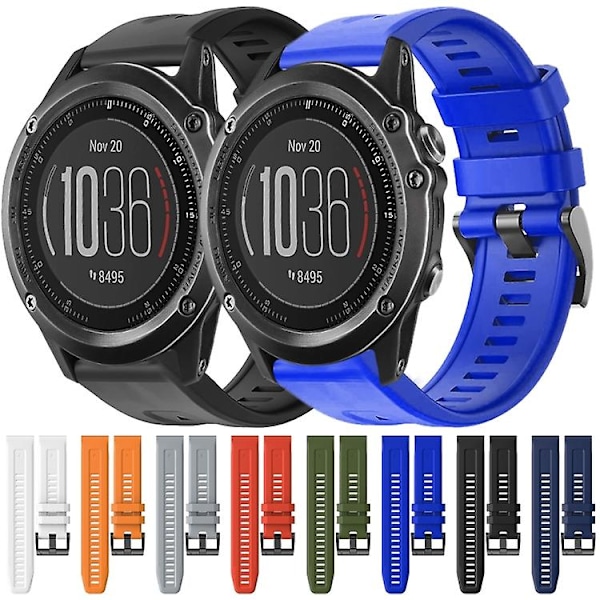 Til Garmin Fenix 3 Sapphire Metal Spænde Solid Color Silikonurrem QEB Red