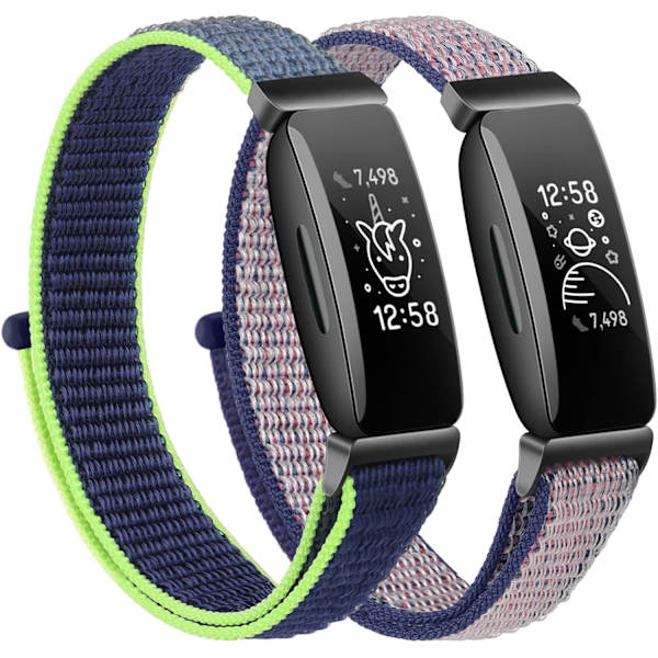 2-pak nylon Ace 3-bånd kompatibel med Fitbit Ace 3-reimer for barn