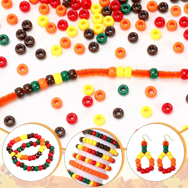 Efterårs Thanksgiving Pony Perler - 1200 stk. til DIY-håndværk