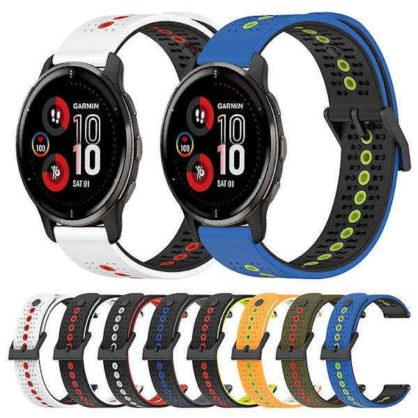 För Garmin Venu 2 Plus 20mm Trefärgad Andningsbar Silikonklockarmband DWZ Black-Lime-Red