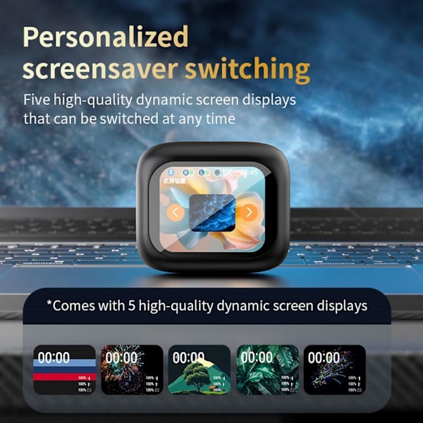 Active Noise Cancelling Earbuds ANC med Smart Touch Screen til iPhone Android TWS True Wireless Bluetooth Earbuds Black