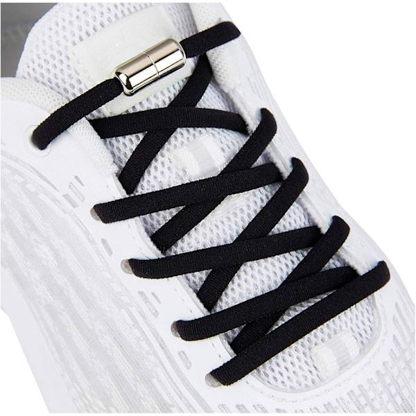 Elastiske sko snørebånd til børn og voksne sneakers, elastiske snørebånd uden bindebånd 1-sort