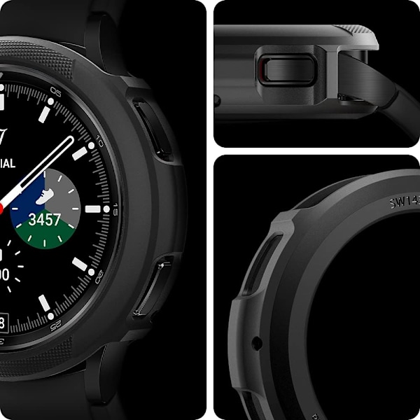 Liquid Air Armor designet til Galaxy Watch 4 Classic Case 42mm (2021) - Mat Sort Mat Sort