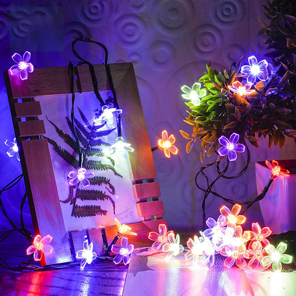Anslut körsbärsblomma dekorativa ljusslingor, 33ft 100 LED USB-belysta blomdekorationer med timer för inomhus sovrum tält säng uteplats fest