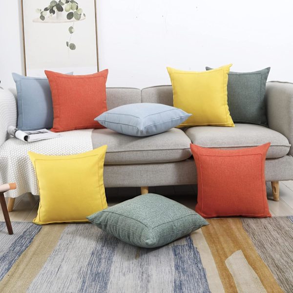 Kuddöverdrag i lantlig stil, salviagrön - 2-pack, 61 x 61 cm