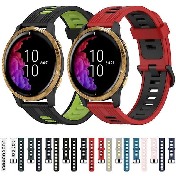 För Garmin Venu 20mm Vertikalt Mönster Tvåfärgat Silikon Armband OWN Pink-White