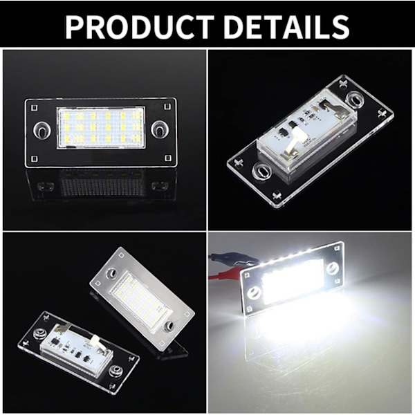 2 st felkodfria LED-bakre registreringsskyltlampor för Audi A3 8L S3, A4 B5 S4 RS4 Avant