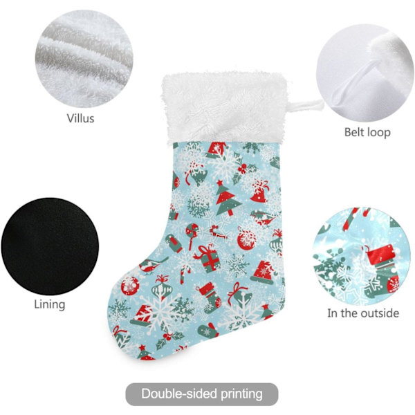 Julklapp, Personliga Julklappsstrumpor 2-pack Grön Julgran med Vita Snöflingor Röd 18 tum Julstrumpor Hängande Dekoration