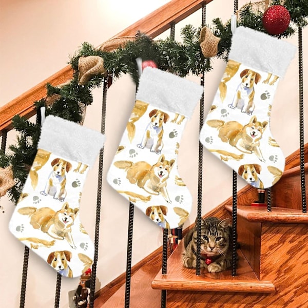 Julklapp, personliga julklappsstrumpor 2-pack Hund Labrador Husky 45,7 cm Julstrumpor Hängande Ornament Kamin för träddekoration