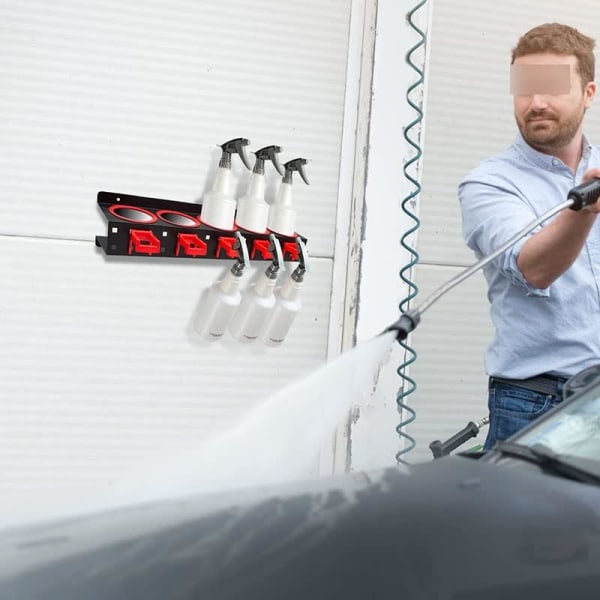 Sprayflaskhållare Väggmonterad Burk Hållare Med 5 Hål 5 Hängare Krokar Ool Förvaringsställ Trädgård Verkstad Garage Organisationsverktyg Hållbar Utility