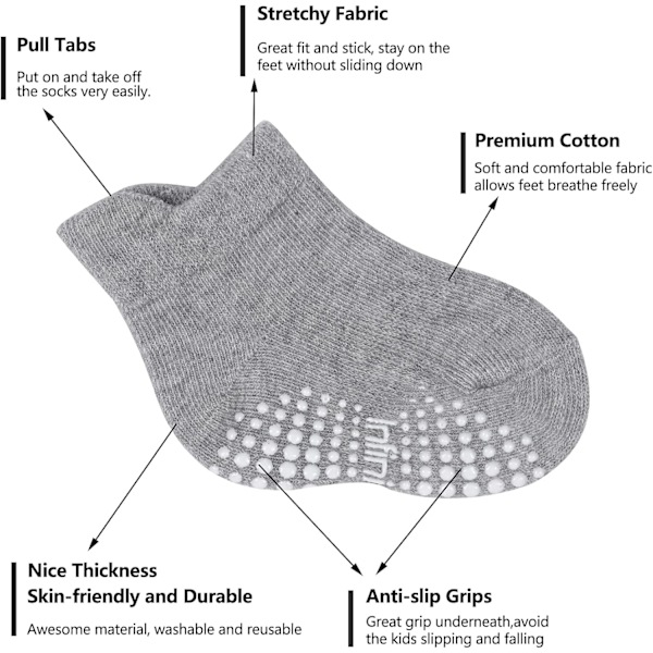 Halkfri grepp baby - Anti-sladd baby ankelstrumpor Low Cut